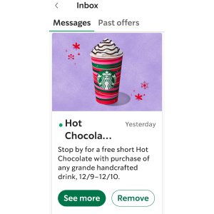  Starbucks Hot Chocolate Cheer Weekends - - 12月每个周末下单可得免费熱巧克力
