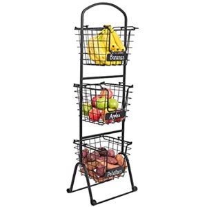 $54.99 Mikasa Gourmet Basics 5184916 Harbor Adjustable 3-Tier Metal Floor Standing Fruit/Home Storage Basket, Antique Black
三层可调节果篮/置物篮