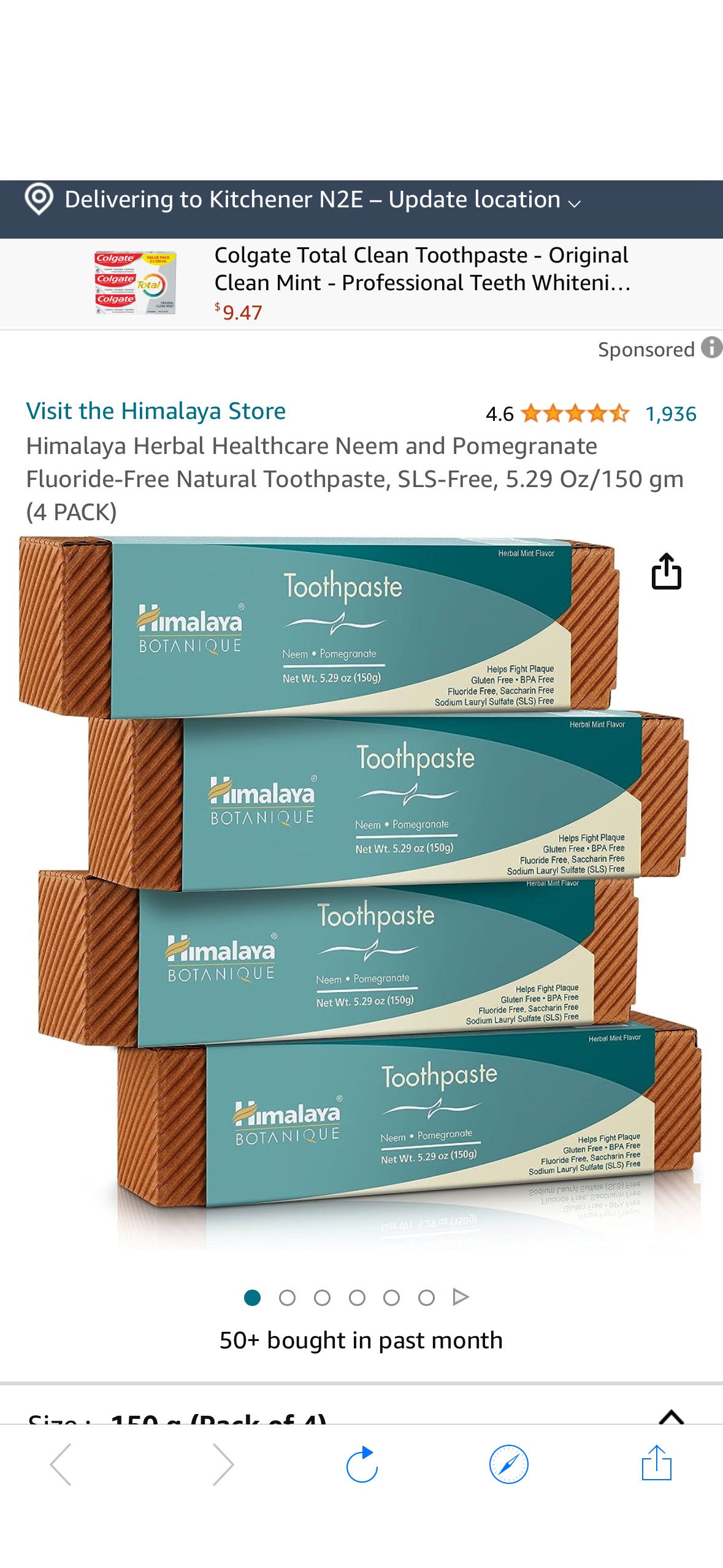 1930年成立的企业，高端。4件套Himalaya Herbal Healthcare Neem and Pomegranate Fluoride-Free Natural Toothpaste, SLS-Free, 5.29 Oz/150 gm (4 PACK) : Amazon.ca: Health & Personal Care