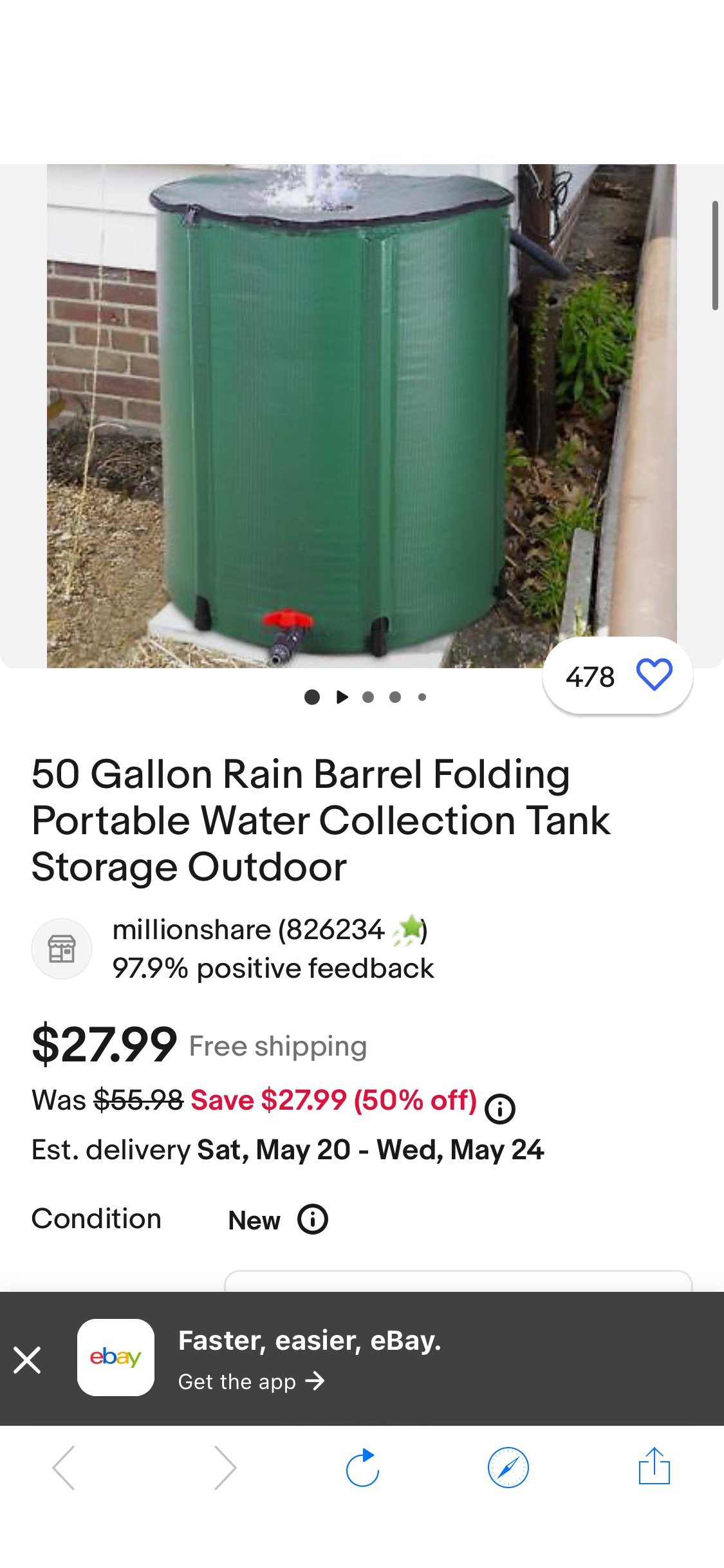 50 Gallon Rain Barrel Folding Portable Water Collection Tank Storage Outdoor | eBay