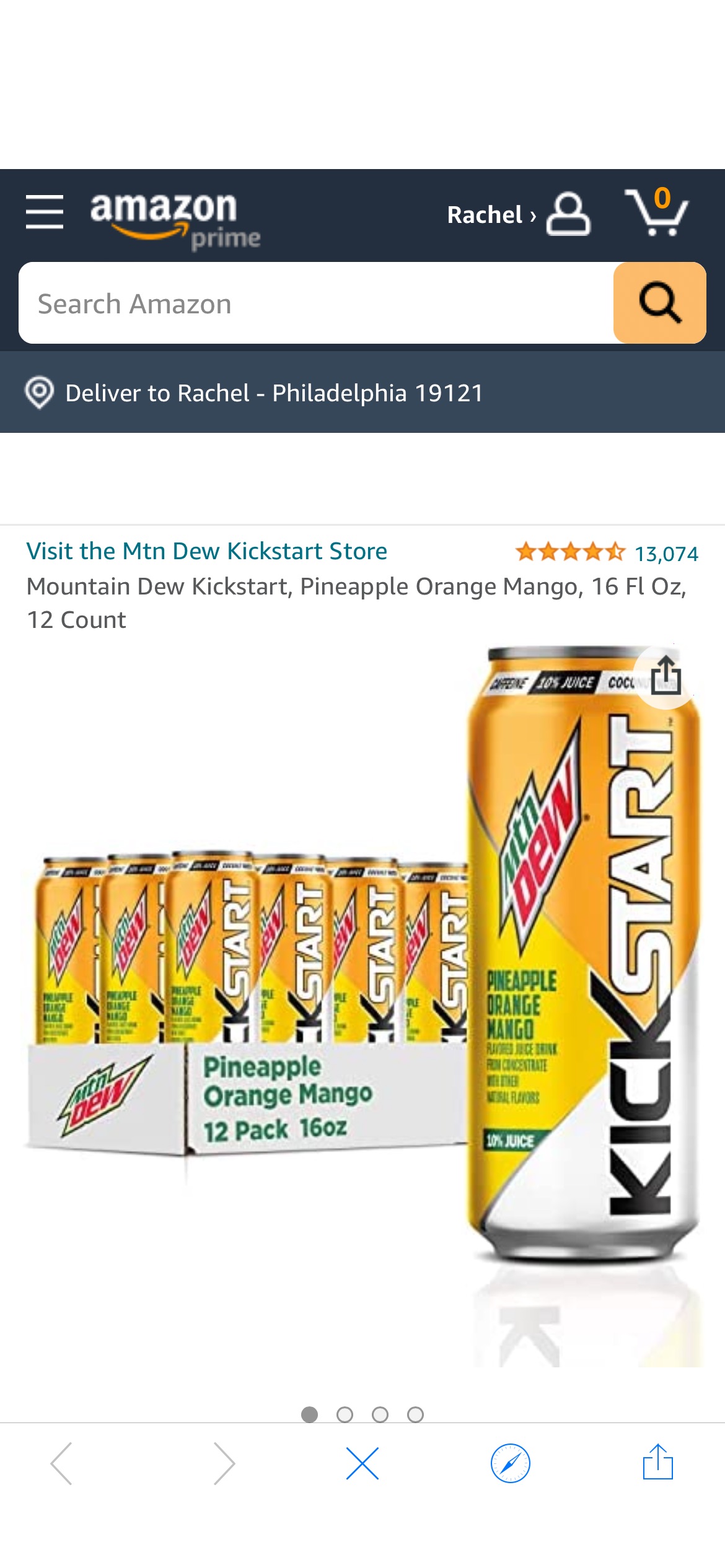 Amazon.com : Mountain Dew Kickstart, Pineapple Orange Mango, 16 Fl Oz, 12 Count : Grocery & Gourmet Food