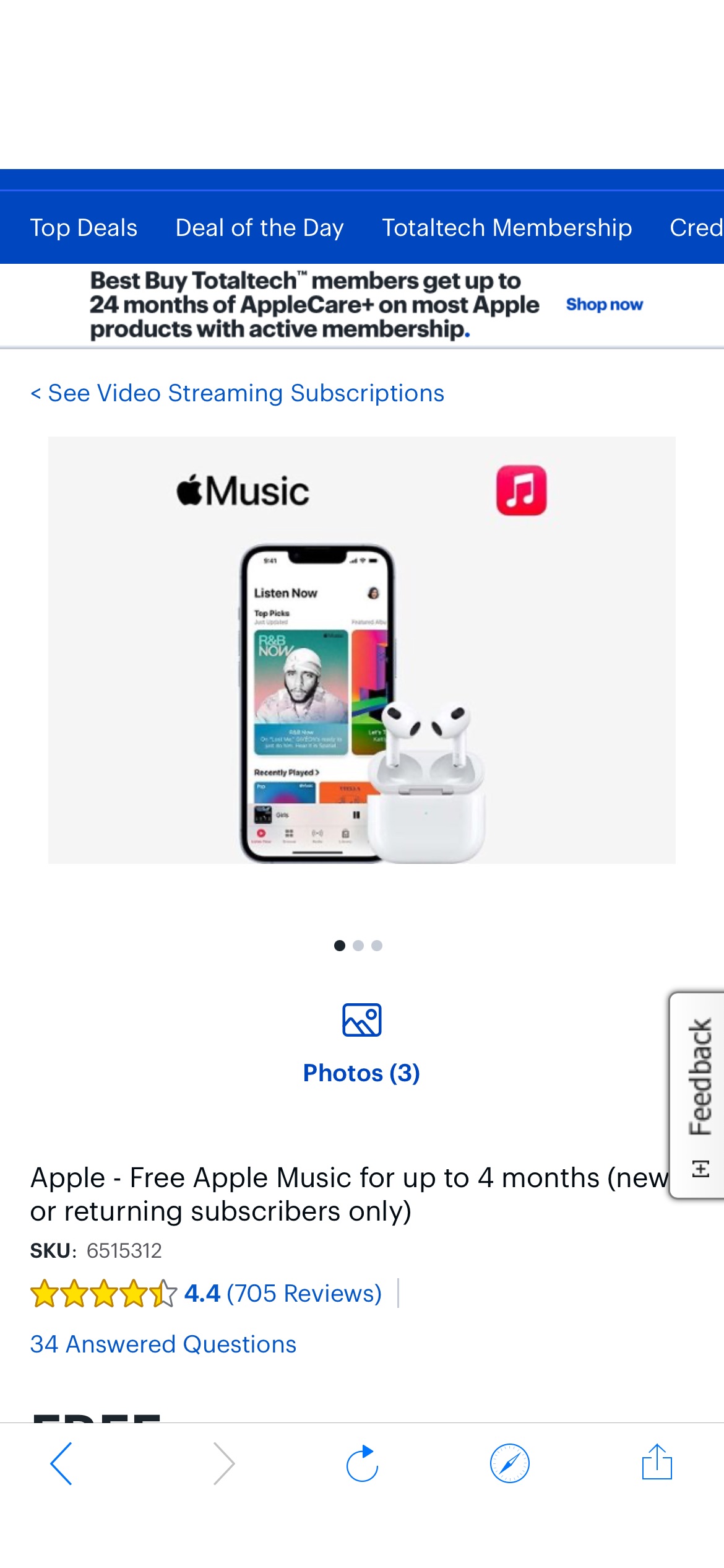 Best Buy 免费4个月Apple Music订阅