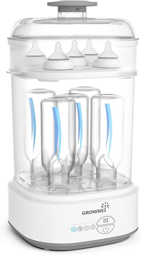 Amazon.com: GROWNSY Bottle Sterilizer and Dryer, Compact Electric Steam Baby Bottle Sterilizer (Esterilizador de Biberones), Bottle Sanitizer for Baby Bottles, Pacifiers, Pump Parts : Baby