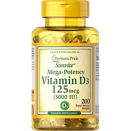 Vitamin D3 5,000 IU Bolsters Immunity 200 Softgels