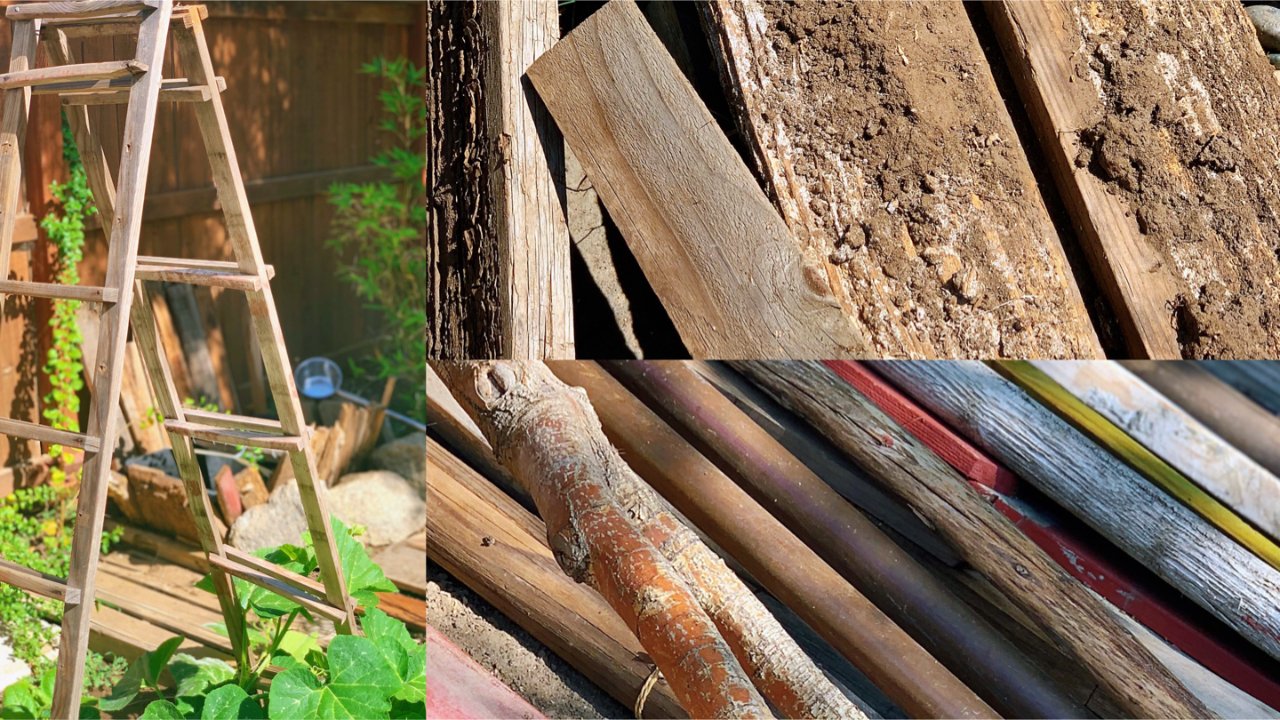 废旧木材再利用改造后院一角