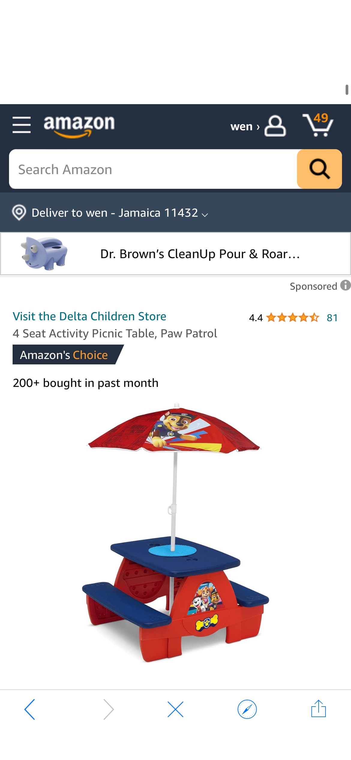 Amazon.com : Delta Children 4 Seat Activity Picnic Table, Paw Patrol : Toys & Games
