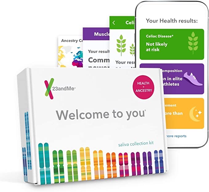 Amazon.com: 23andMe 个人健康+祖源分析 DNA 检测服务，
