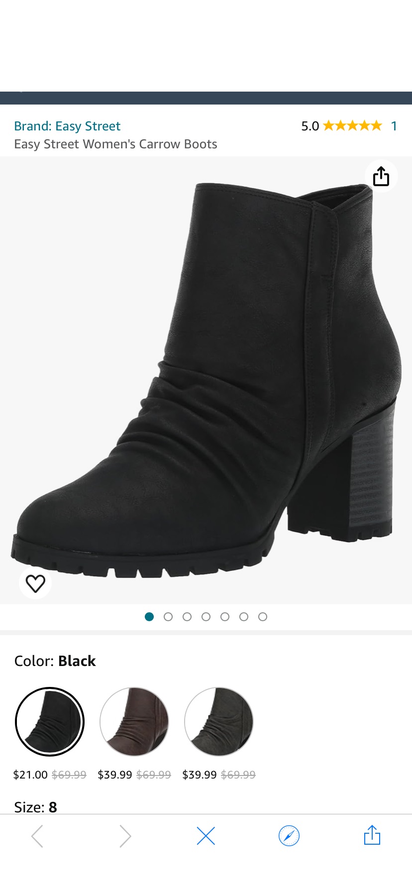 Amazon.com | Easy Street Women's Carrow Boots, Black, 8 | Ankle & Bootie