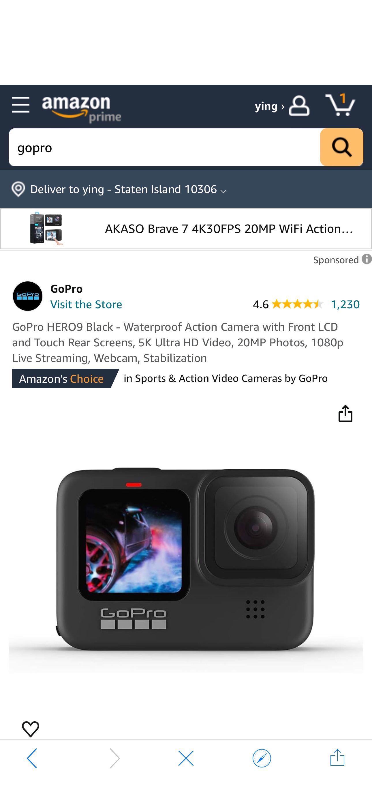 Amazon.com : GoPro HERO9 Black - Waterproof Action Camera with Front LCD and Touch Rear Screens, 5K Ultra HD Video, 20MP Photos, 1080p Live Streaming, Webcam, Stabilization : Electronics