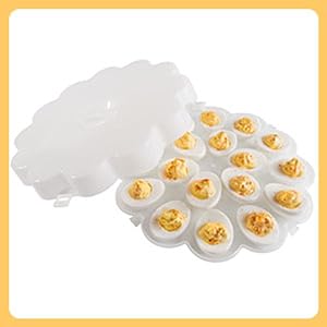 Amazon.com | Classic Cuisine Trays w/Snap 36 Deviled Lid – Set of 2 Platters Hold 18 Egg Container for Refrigerator or Carrying to Parties, 11&quot; x 11&quot; x 2&quot;, White: Deviled Egg Plates