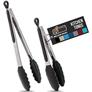 Gorilla Grip Stainless Steel Kitchen Tongs  9 and 12 Inch