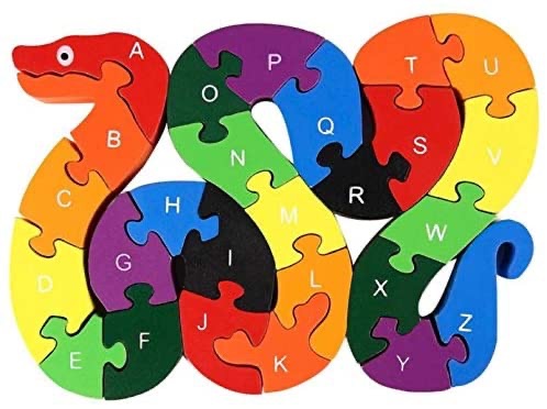 字母lovestown Alphabet Jigsaw Puzzle Building Blocks Animal Wooden Puzzle , Wooden Snake Letters Numbers Block Toys for Children’s Toys - Snake: