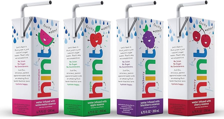 Amazon.com : Hint Kids Water Variety Pack of 32, 6.75 Ounce 8 Boxes, Each of: Cherry, Watermelon, Apple, & Blackberry, Zero Sugar, Zero Sweeteners, Zero Preservatives, Zero Artificial Flavors : Grocer