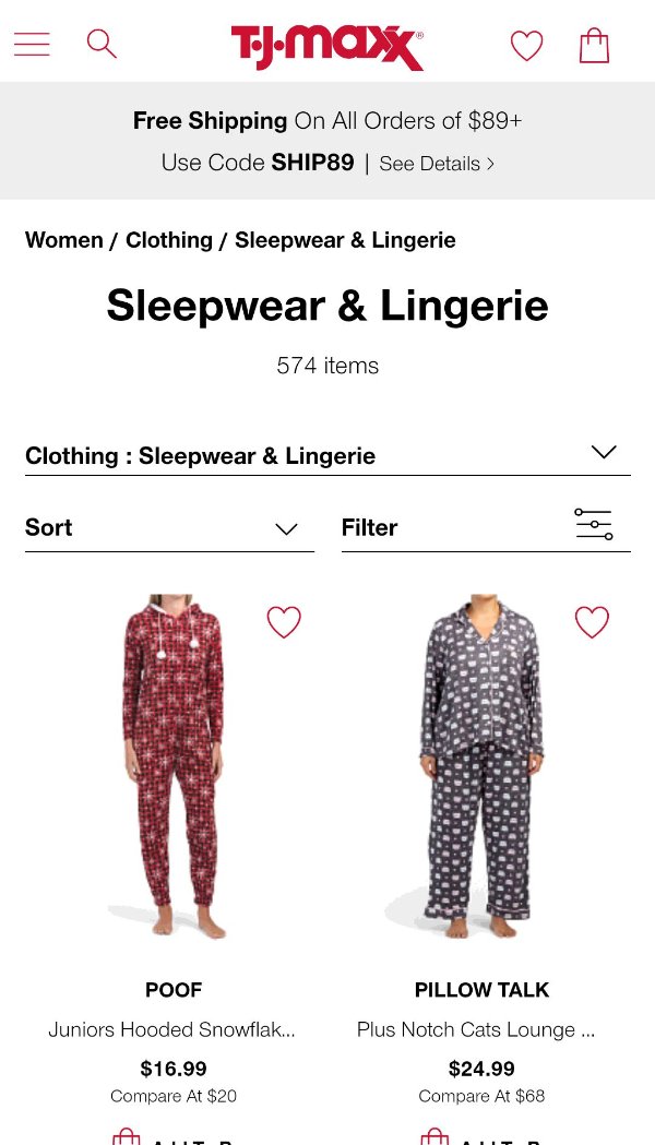 Sleepwear & Lingerie - T.J.Maxx