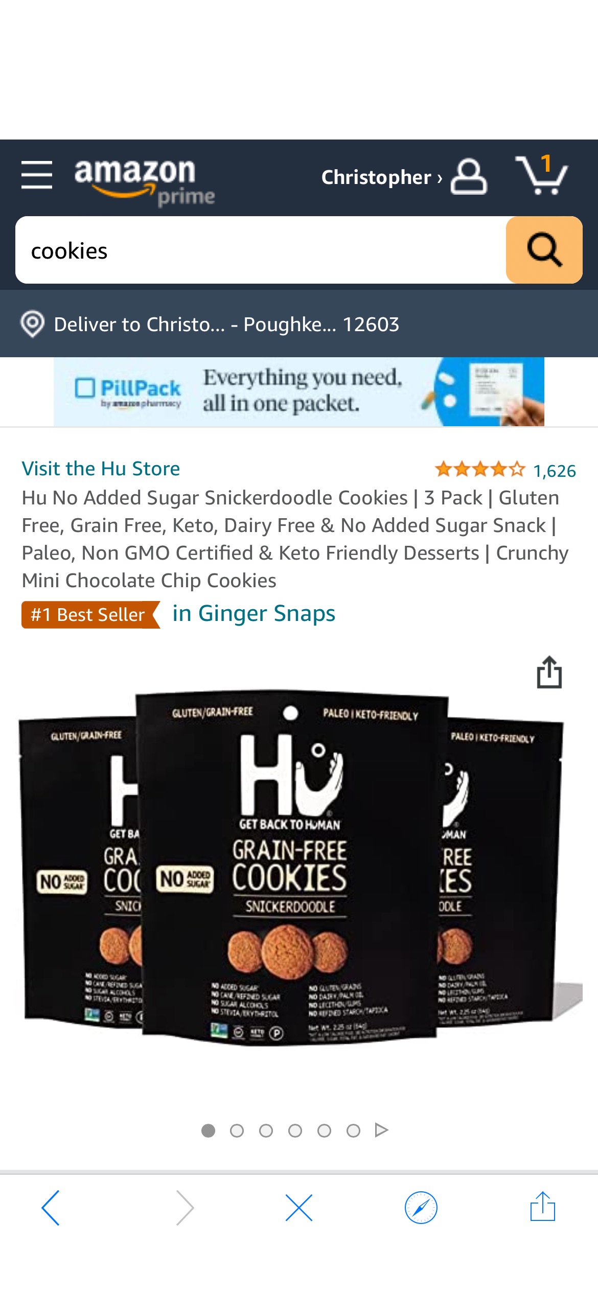 Amazon.com: Hu No Added Sugar Snickerdoodle Cookies | 3 Pack | Gluten Free, Grain Free, Keto, Dairy Free & No Added Sugar Snack | Paleo, Non饼干