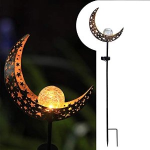Afirst Decoration Solar Globe Lights Moon Crackle Glass Ball