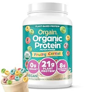 Organic Vegan Protein Powder, Fruity Cereal 2.03 lb
