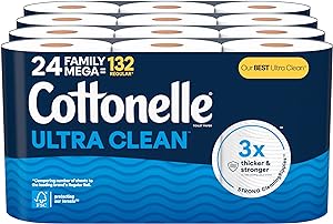 Amazon.com: Cottonelle Ultra Clean Toilet Paper with Active CleaningRipples Texture, 24 Family Mega Rolls (24 Family Mega Rolls = 132 Regular Rolls) (4 Packs of 6), 353 Sheets Per Roll 