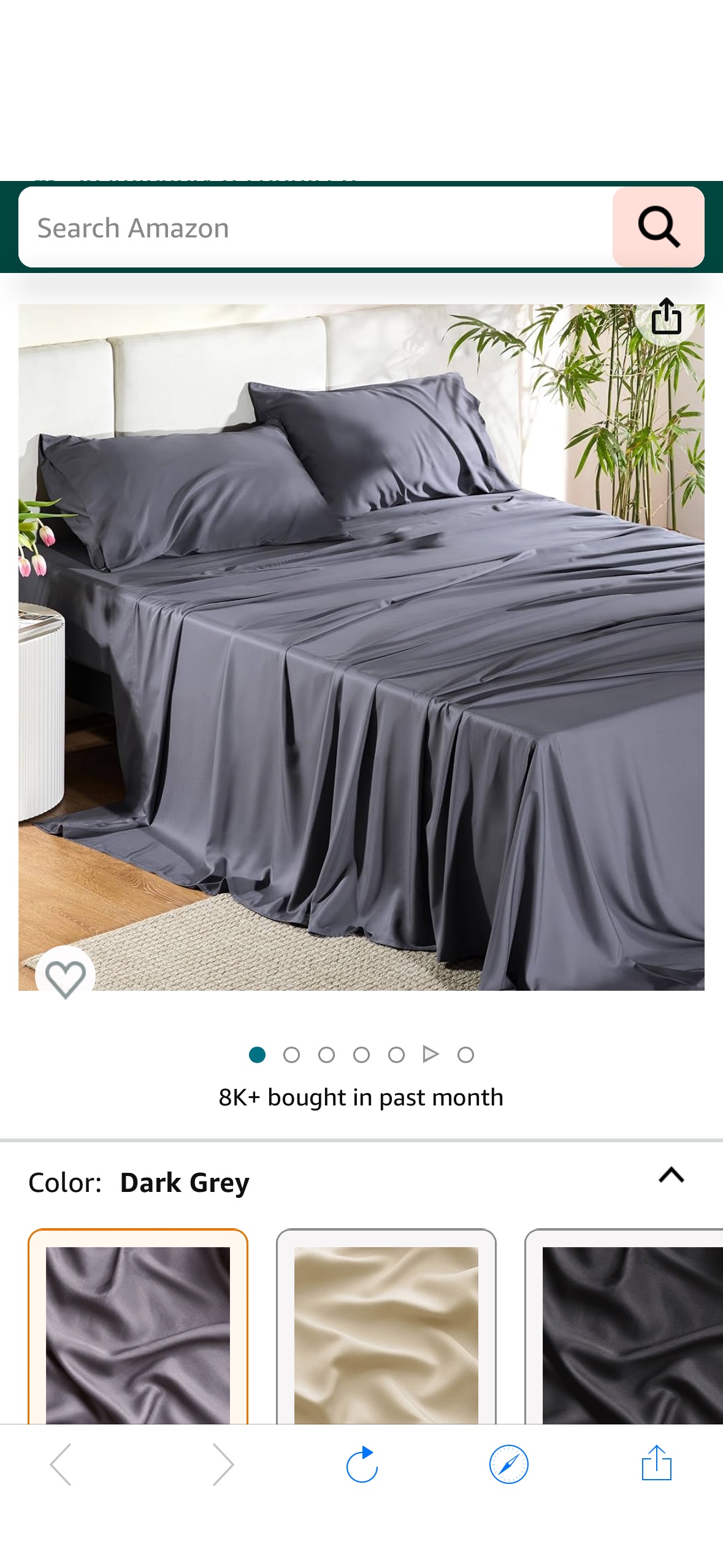 Amazon.com: Bedsure Queen Sheets, Rayon Derived from Bamboo, Queen Cooling Sheet Set, Deep Pocket Up to 16", Breathable & Soft Bed Sheets, Hotel Luxury Silky Bedding Sheets & Pillowcases, Dark Grey : 