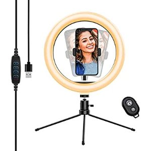 $13.99 Amazon.com: 10.2’’ Selfie Ring Light with Tripod Stand&Phone Holder,Yoozon Dimmable Desktop LED Beauty Camera Ringlight for Live Stream/Makeup/YouTube Video/Vlog/TIK Tok
LED 拍照补光灯