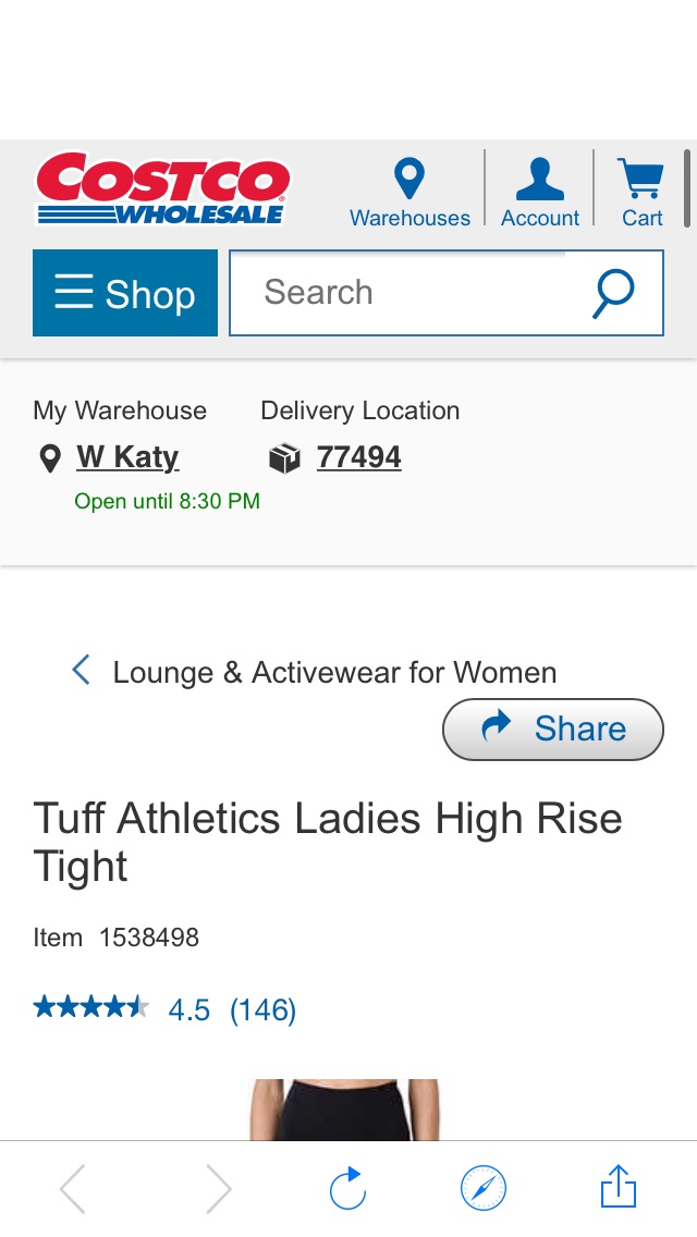 Tuff Athletics Ladies High Rise Tight | Costco tuff裤子