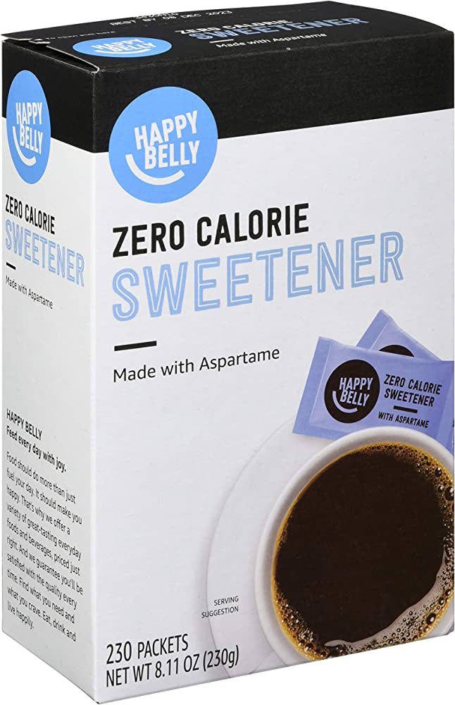 Amazon.com: Amazon Brand - Happy Belly Zero Calorie Blue Aspartame Sweetener, 230 Count (Previously Sugarly Sweet) : Grocery & Gourmet Food