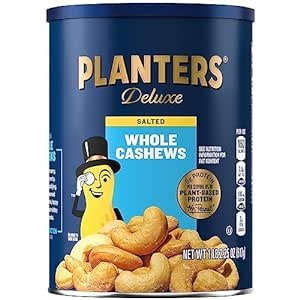 Deluxe Salted Whole Cashews, Party Snacks, Plant-Based Protein 18.25oz