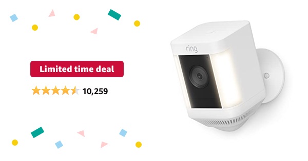 Limited-time deal: Ring Spotlight Cam Plus, Battery | Two-Way Talk, Color Night Vision, and Security Siren (2022 release) - White