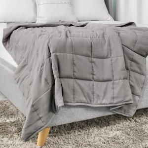 Tranquility Antimicrobial Quilted Weighted Blanket, Gray, 12LB