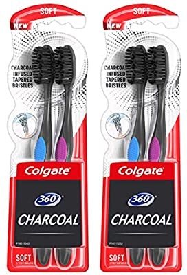 360 Charcoal Toothbrush, Soft Bristles (4 Count)