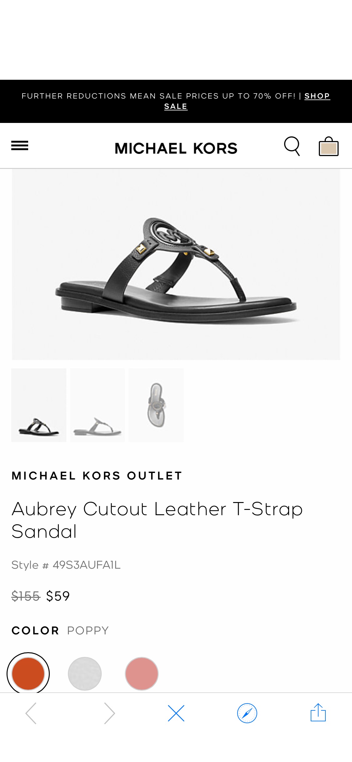 Aubrey Cutout Leather T-Strap Sandal | Michael Kors