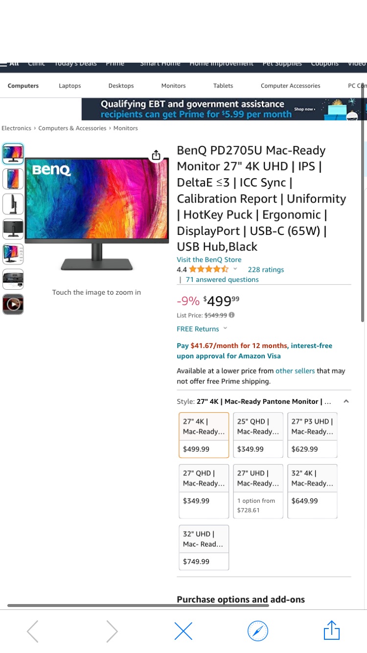Amazon.com: BenQ PD2705U Mac-Ready Monitor 27" 4K UHD | IPS | DeltaE ≤3 | ICC Sync | Calibration Report | Uniformity | HotKey Puck | Ergonomic | DisplayPort | USB-C (65W) | USB Hub,Black : Electronics