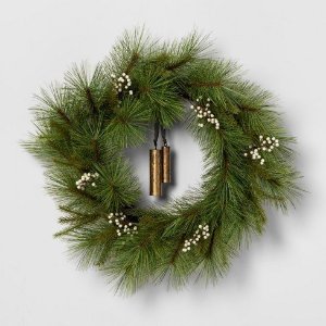 Wreath White Berry Pine Needle with Bell - Hearth & Hand with Magnolia : Target