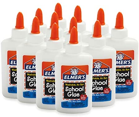 Amazon.com：Elmers 液体学校胶水、史莱姆胶水和工艺胶水 | 可水洗，每个 4 盎司，12 支，非常适合制作史莱姆：艺术、手工艺和缝纫