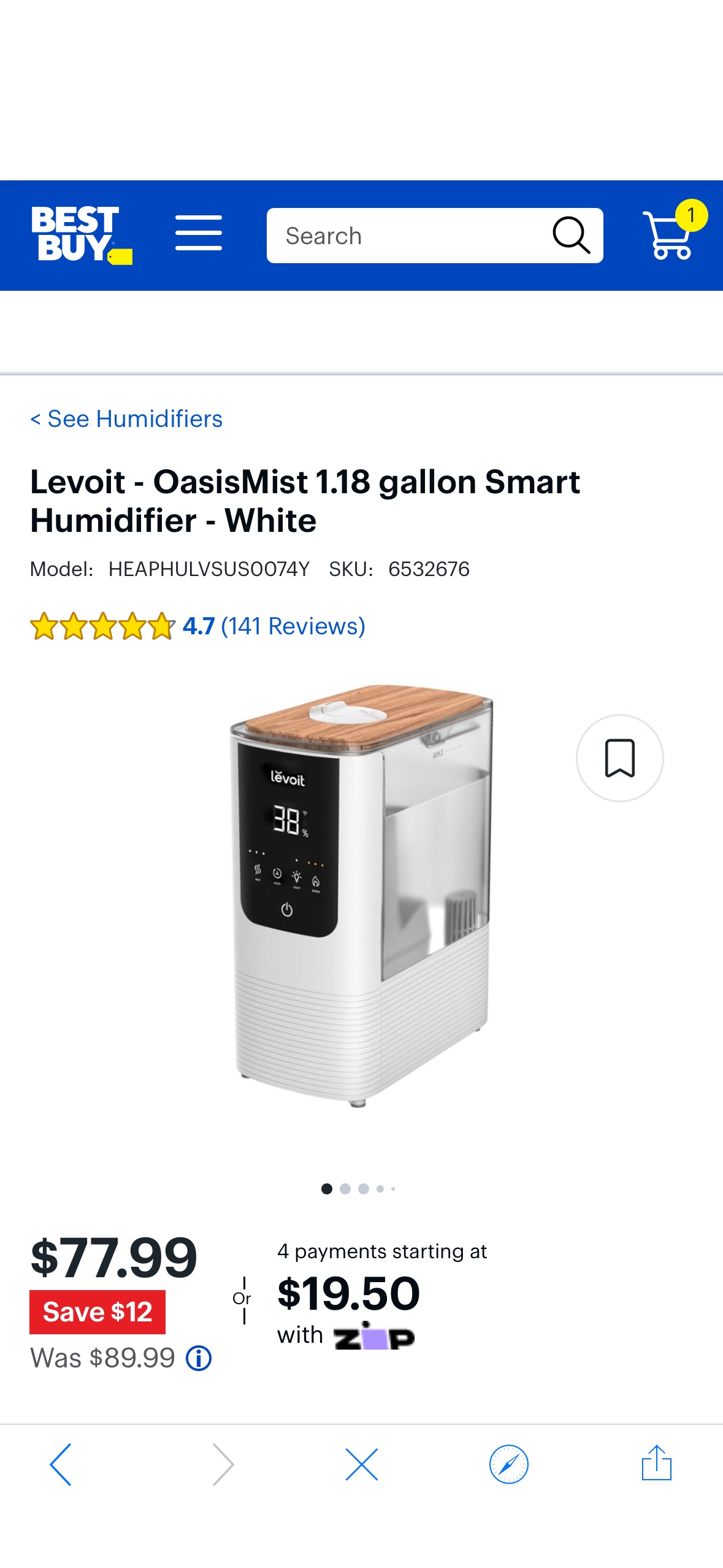 Levoit OasisMist 1.18 gallon Smart Humidifier White HEAPHULVSUS0074Y - Best Buy