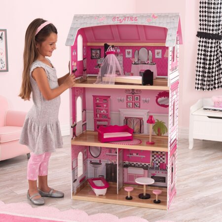 KidKraft Bonita Rosa Dollhouse with 6 accessories included - Walmart.com Kidkraft Bonita玫瑰娃娃屋带六件家具