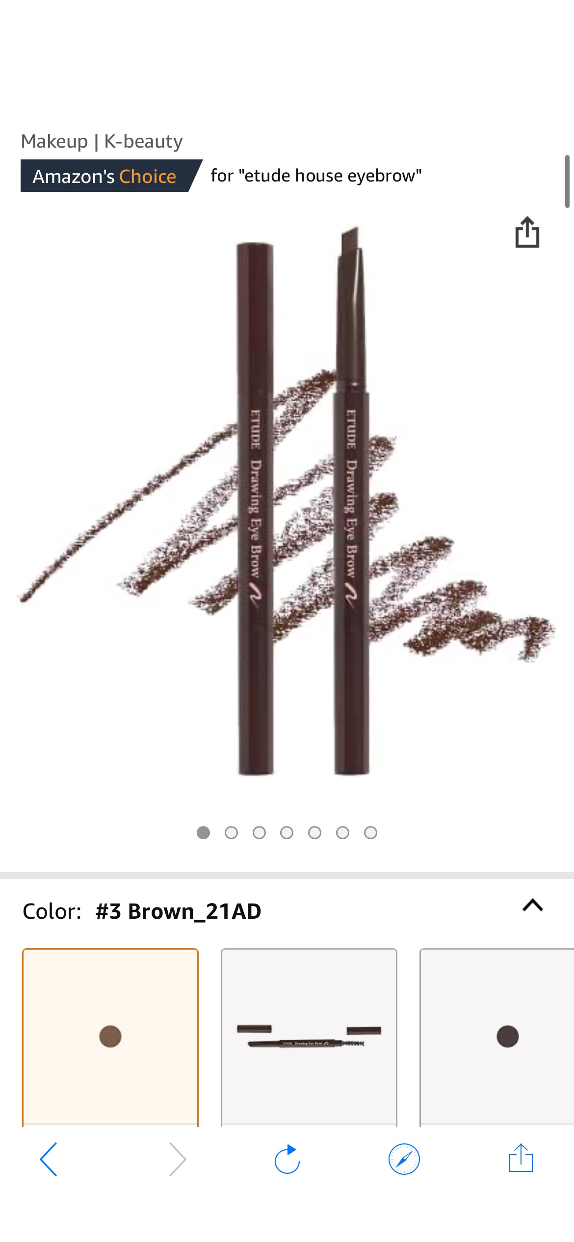 Amazon.com : ETUDE Drawing Eye Brow #3 Brown 21AD | Long Lasting Eyebrow Pencil for Soft Textured Natural Daily Look Eyebrow Makeup | K-beauty : Beauty & Personal Care