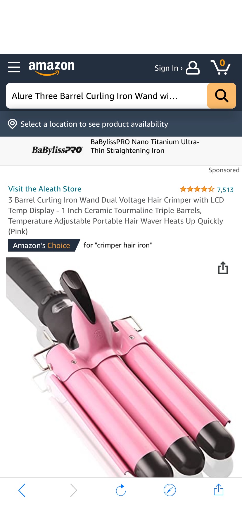Amazon.com: 3 Barrel Curling Iron Wand Dual Voltage Hair Crimper with LCD Temp Display - 1 Inch Ceramic Tourmaline Triple Barrels, Temperature Adjustable Portable Hair Waver Heats Up Quickly (Pink)