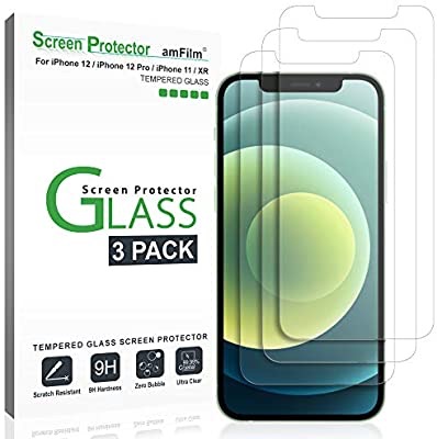 Amazon.com: amFilm Glass Screen Protector for iPhone 12 / iPhone 12 Pro/iPhone 11 / iPhone XR (6.1" Display, 2020/2019/ 2018) Tempered Glass with Easy Installation Tray (3 Pack)