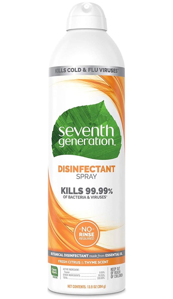 Seventh Generation Disinfectant Spray, Fresh Citrus & Thyme Scent, 13.9 oz, Pack of 4