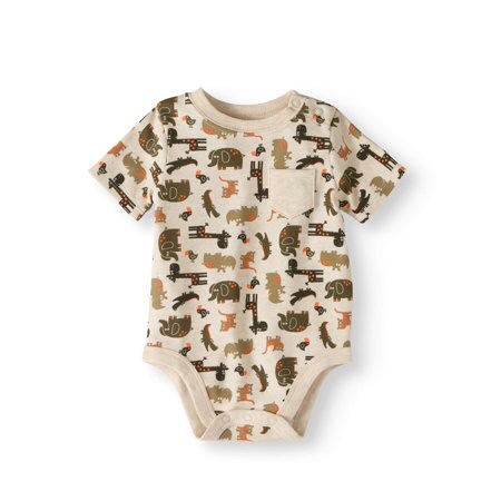 Baby Boy Short Sleeve Printed Pocket Bodysuit 短袖印花口袋紧身连衣裤 0-24个月可选