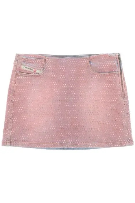 DIESEL de-pra-mini-fsd1 denim mini skirt with rhinestones - Woman | Residenza 725