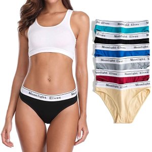 moonlight elves Women's Cotton Underwear Bikini Panties Hipster Panty Regular & Plus Size Cheeky Briefs for Ladies,Pack 6