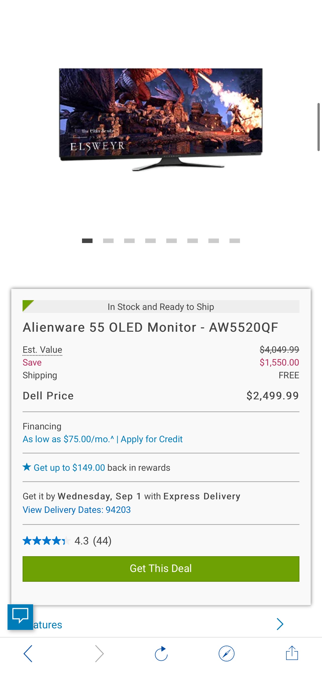 Alienware 55 OLED Monitor - AW5520QF显示器