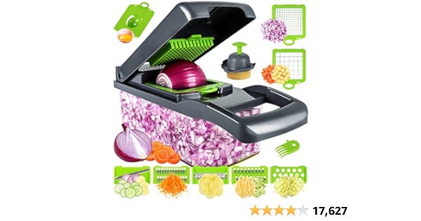 Vegetable Chopper, Pro Onion Chopper, Multifunctional 13 in 1 Food Chopper, Kitchen Vegetable Slicer Dicer Cutter,Veggie Chopper With 8 Blades,Carrot and Garlic Chopper With Container