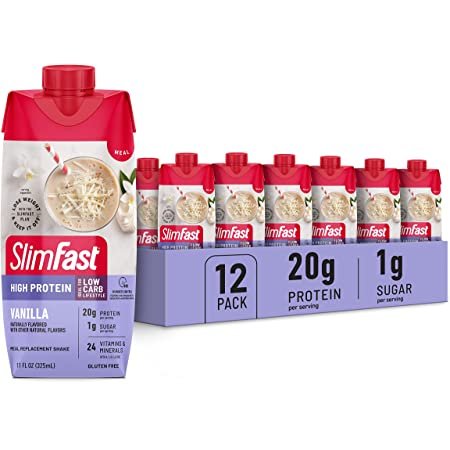 SlimFast Protein Shake, Vanilla- 20g Protein 12 Count (Pack of 1)