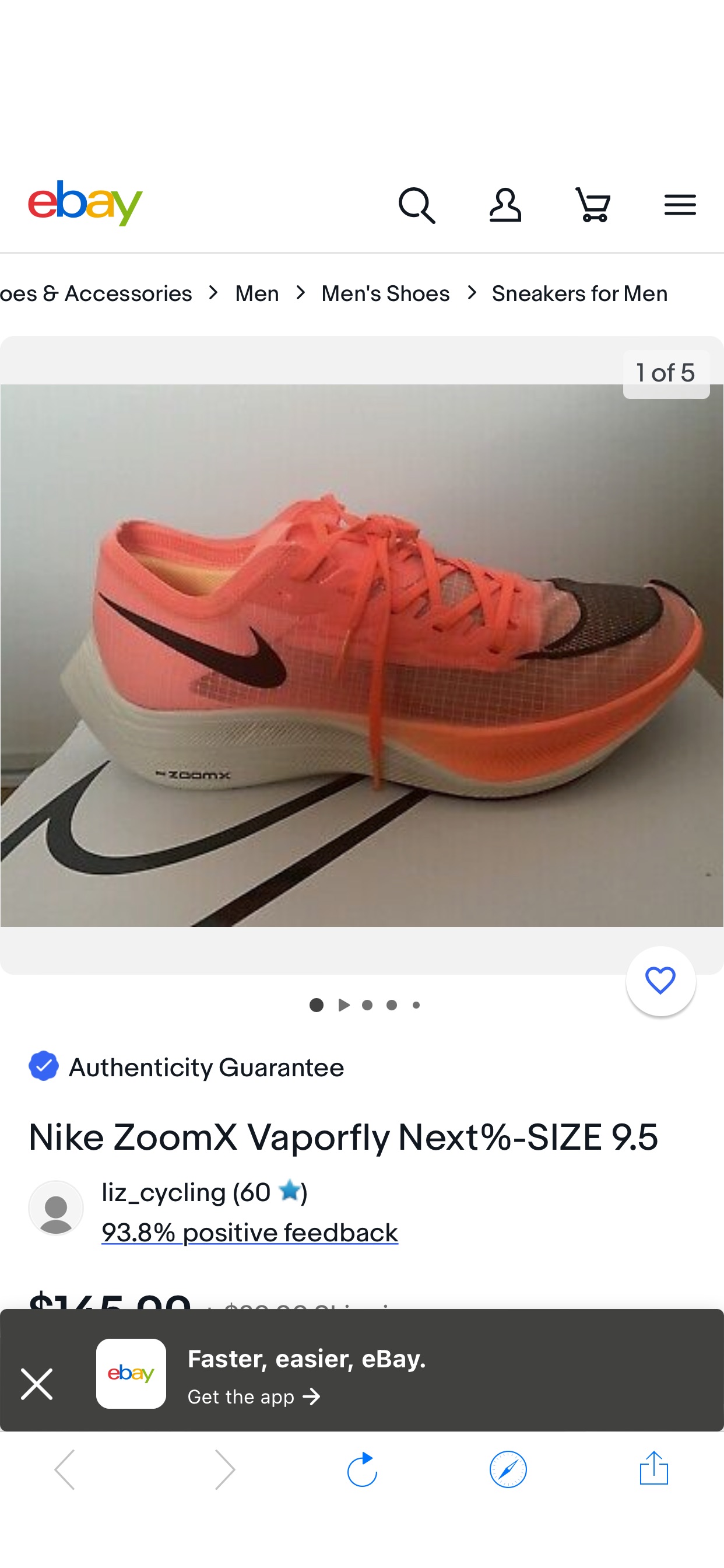Nike ZoomX Vaporfly Next%-SIZE 9.5 | eBay