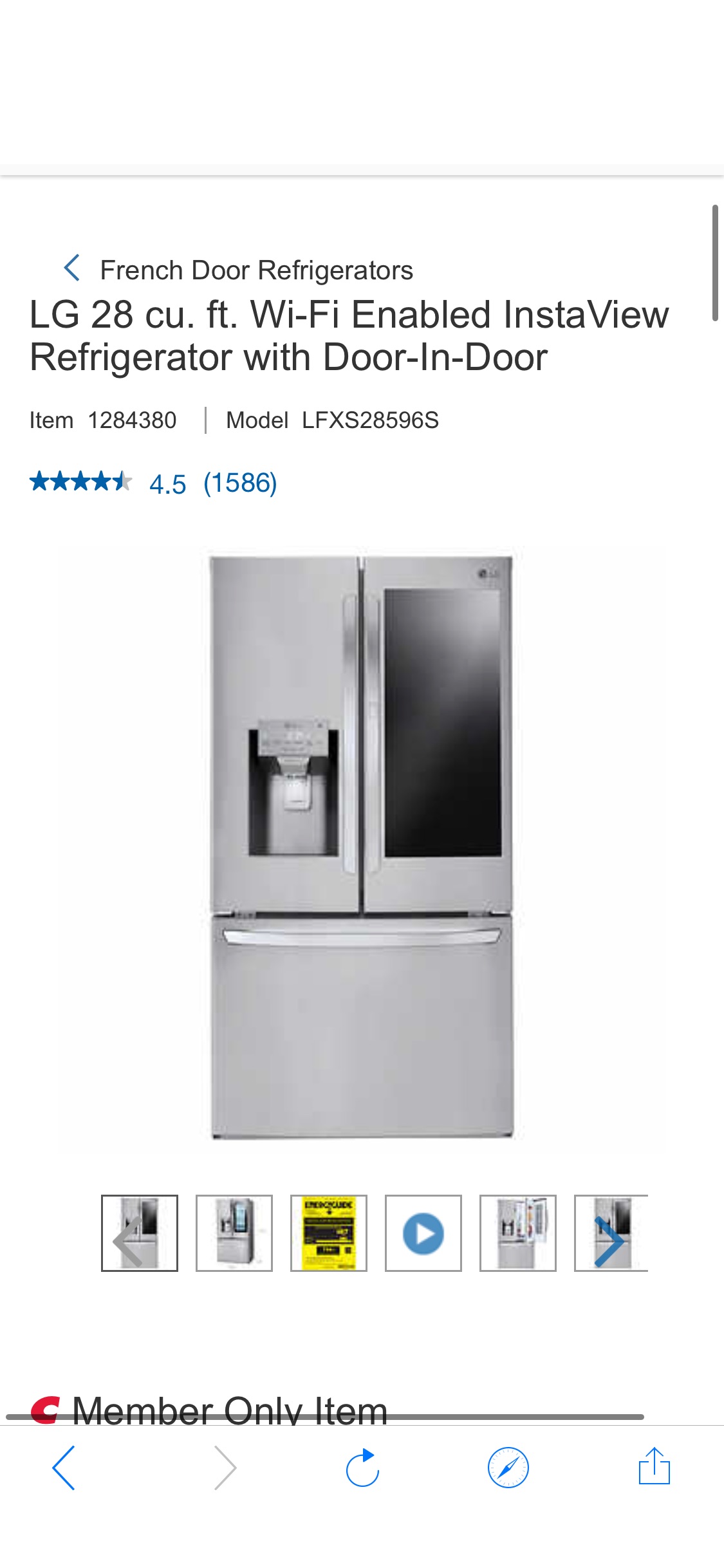 LG 28 cu. ft. Wi-Fi Enabled InstaView Refrigerator with Door-In-Door | Costco lg冰箱