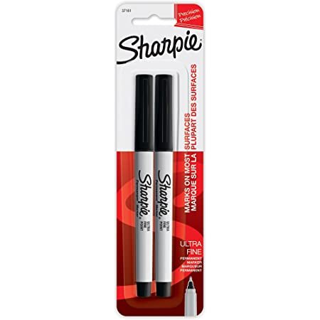 Sharpie 防褪色永久性记号笔 超细笔尖黑色 2 支