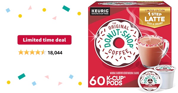 Limited-time deal: The Original Donut Shop One-Step Red Velvet Latte, Keurig Single Serve K-Cup Pods, 60 Count (6 Packs of 10)